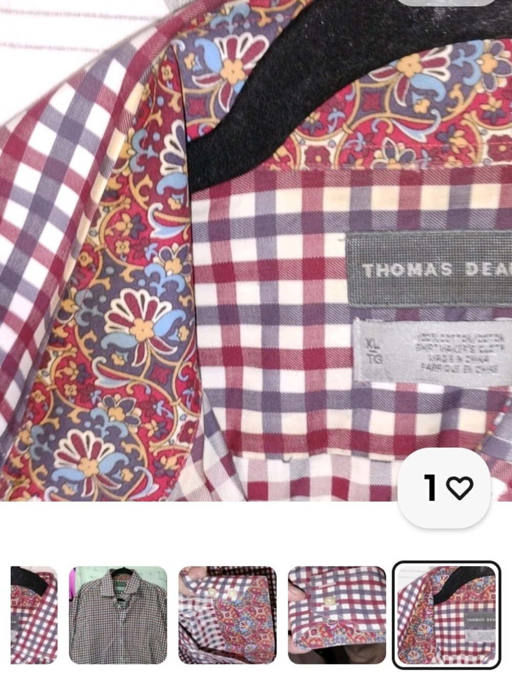 Thomas Dean Men's Burgundy Check Button-Down Shirt